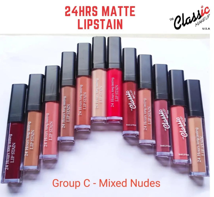 Lot de 6 lipgloss matte 24h Classic Makeup USA